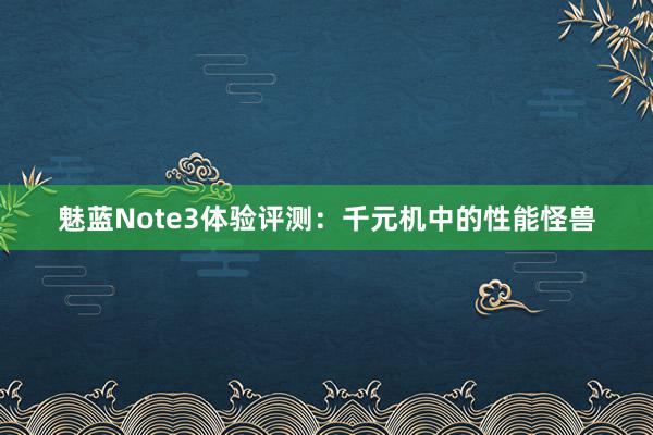 魅蓝Note3体验评测：千元机中的性能怪兽